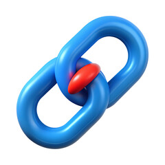 3d Realistic Chain or link Icon illustration in plastic style, connected chain link, together chain link symbol, attachment link, digital chain link, plastic chain link