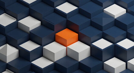 Fototapeta premium Abstract Cubes: A captivating pattern of textured cubes, meticulously arranged with precision, forming a striking geometric design and a visually engaging composition.