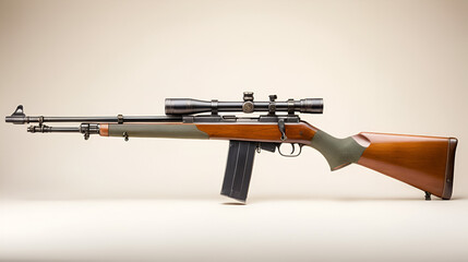 Vintage military rifle displayed on a neutral background highlighting craftsmanship and design features from mid-20th century