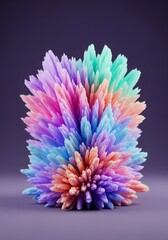 Vibrant Pastel Crystal Bloom Abstract Art in Rainbow Gradient.