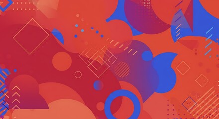Naklejka premium Abstract Geometric Composition A Vibrant Blend of Shapes and Colors for Creative Designs