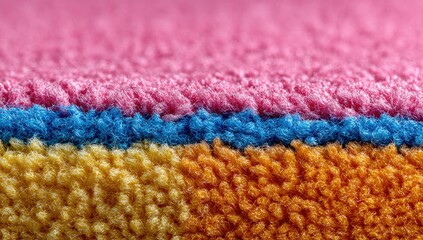 Close-up of colorful rug with textured pile