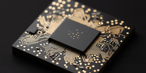 Obraz premium PRIMER PLANO DE UN CHIP DE IA: PATRONES INTRINCADOS Y DISEÑO MINIMALISTA
