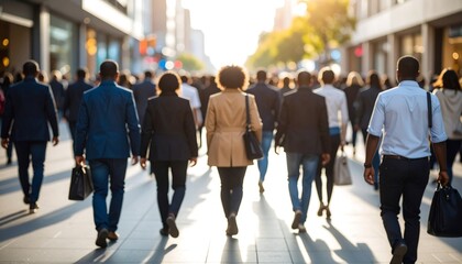 City street, people walking