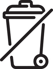 Clean recycling bin icon with a diagonal line indicating no trash or disposal allowed