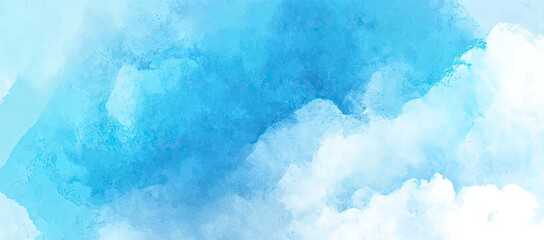 Fototapeta premium Light blue and white watercolor cloudscape