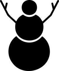 Illustration of a snowman made of three stacked circles with stick arms in black and white colors