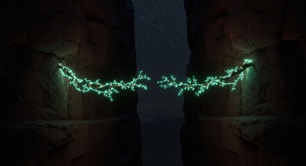 Glowing Vine Across Chasm