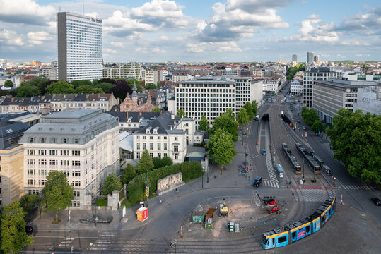Aerial cityscape view of Brussels, capital of Belgium and seat of the European Union
