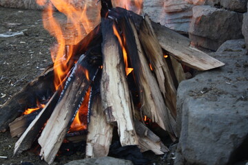 fire in the fireplace