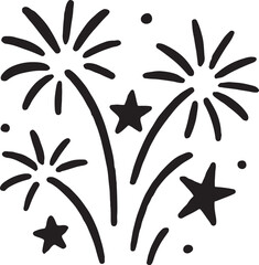 Obraz premium Doodle fireworks in cluster silhouette, ideal for celebration, festival, party, and festive decorative designs.