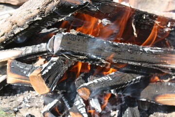 fire in a fireplace