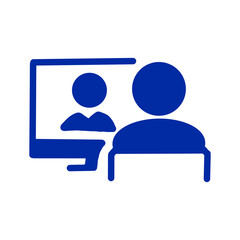 「オンライン面接・リモート相談・ビデオ通話のピクトグラム / Online Interview, Remote Support, and Video Call Pictogram」