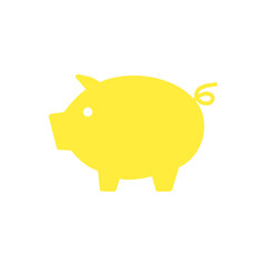 「黄色い豚のシルエットアイコン / Yellow Pig Silhouette Icon」