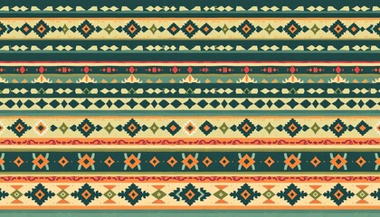 Neutral glitch Aztec geometric vector seamless pattern Horizontal stripes, symmetrical carpet effect, hand-drawn motifs, repeat, textile