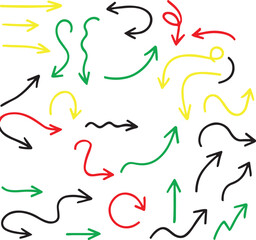 Fototapeta premium Set of Hand-Drawn Curly and Wavy Arrow Icons