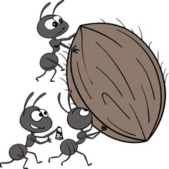 Ants Carrying Food Illustration