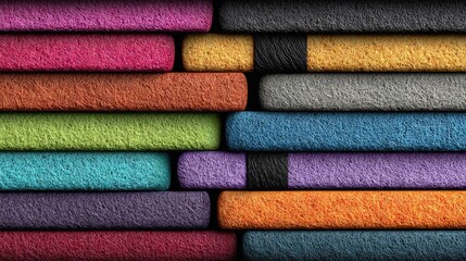 Stacked colorful textured rectangles