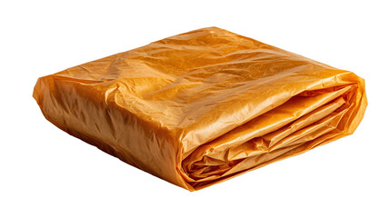 Greasy cover in orange color wrapped neatly on a white background  