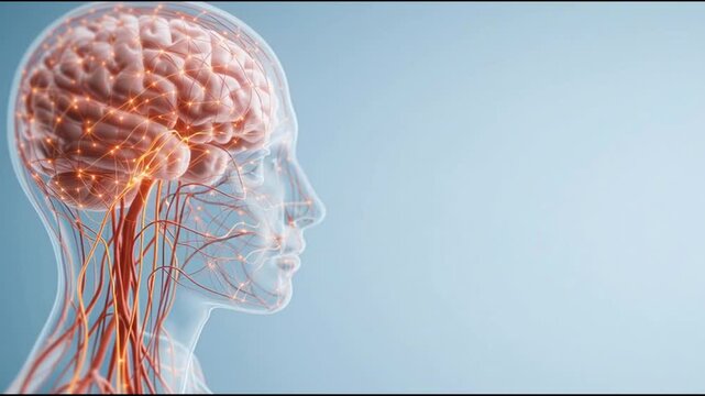 illustration showing active brain and energetic vagus nerve tenth cranial nerve or CN X 1 --aspect 256_143 (2)_4K_10s