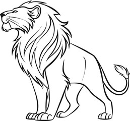 Lion head vector illustration with wild mane and artistic sketch design
