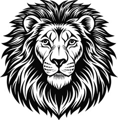 Lion head vector illustration of a wild animal face in artistic style