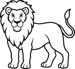 Black and white vector illustration of a wild lion head