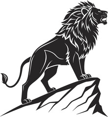Black lion silhouette vector illustration isolated on a white background