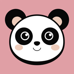 "Kawaii Panda Face Vector Illustration"