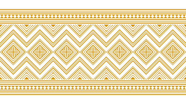 Golden yellow seamless ethnic pattern. Geometric seamless ethnic pattern. Design for background, wallpaper, illustration, fabric, clothing, carpet, textile.