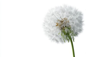 Fototapeta premium White Dandelion Seed Head on White Background