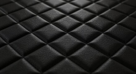 Fototapeta premium Black leather diamond pattern upholstery texture background