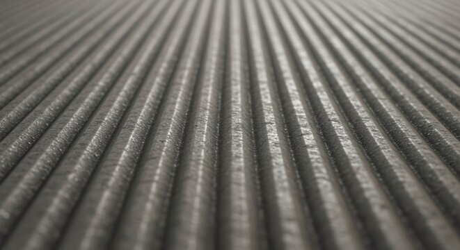 Close up of a textured corrugated metal surface with parallel lines