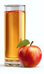 Fresh Apple Juice in Glass with Red Apple
