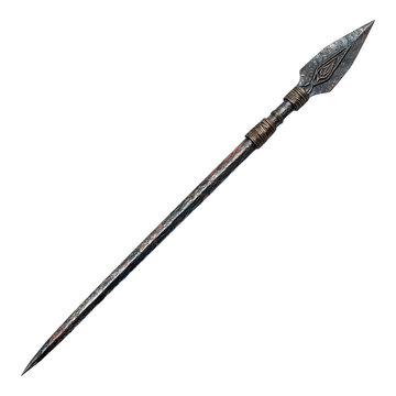 Long spear isolated on transparent background