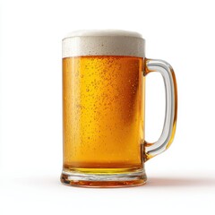 Golden Beer in a Clear Mug with Thick Foam