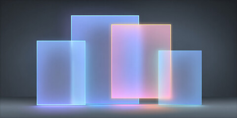 Obraz premium INTERFAZ HOLOGRÁFICA NEÓN SIMPLE: RECTÁNGULOS TRANSLÚCIDOS FLOTANTES