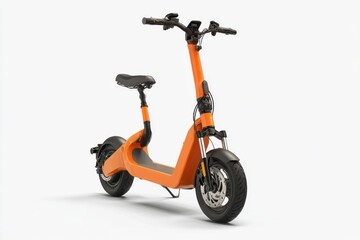 Obraz premium Sleek Orange Electric Scooter on White Background