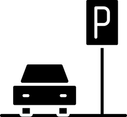 Parking Systems Glyph, Parking Systems Icon – Smart Parking, Vehicle Management, Automated Parking Solution Symbol