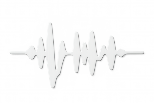 Sound wave oscillating, visualizing audio signal against transparent backdrop, ideal for digital design and music-related graphics