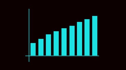 Animated teal blue bar graph chart. Finance & business growth statistics motion graphics loop. Abstract animated bar graph. Business growth & statistical data motion background loop. - Powered by Adobe