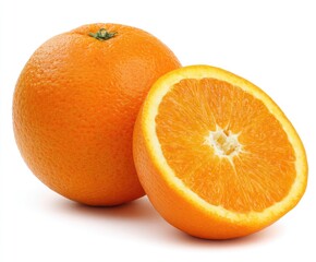 Fresh orange, whole and halved, vibrant color