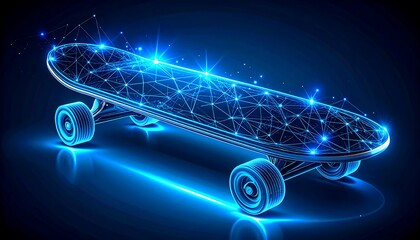 Glowing Skateboard with Abstract Design.