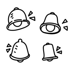 notification bell icon collection related in doodle hand drawing style
