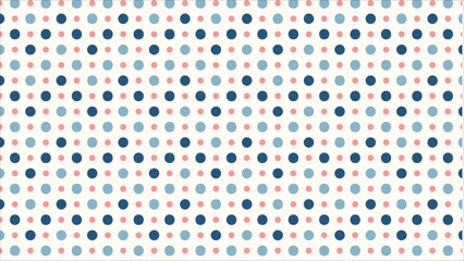 A beautiful and elegant seamless vector pattern with a stylized polka dot design, where navy blue and blush pink dots are neatly arranged on a clean ivory field.