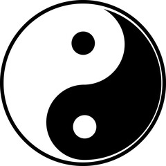 Yin Yang icon. Symbol of balance and harmony in life and nature, isolated on transparent background. Classic design with black and white. Vector illustration.