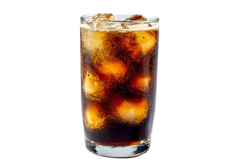 Iced Cola in Tall Glass Refreshing Drink Bubbles Ice Cubes