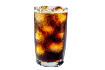 Iced Cola in Tall Glass Refreshing Drink Bubbles Ice Cubes