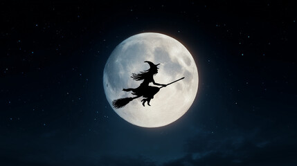 Spooky Flying Witch Design Template