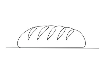 Continuous one line art vector illustration of bread food